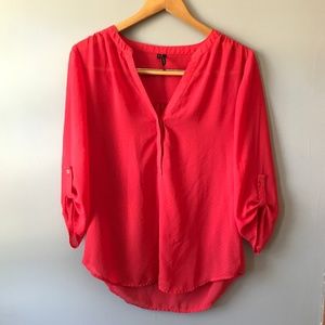 Coral Half Button Down Front Shirt